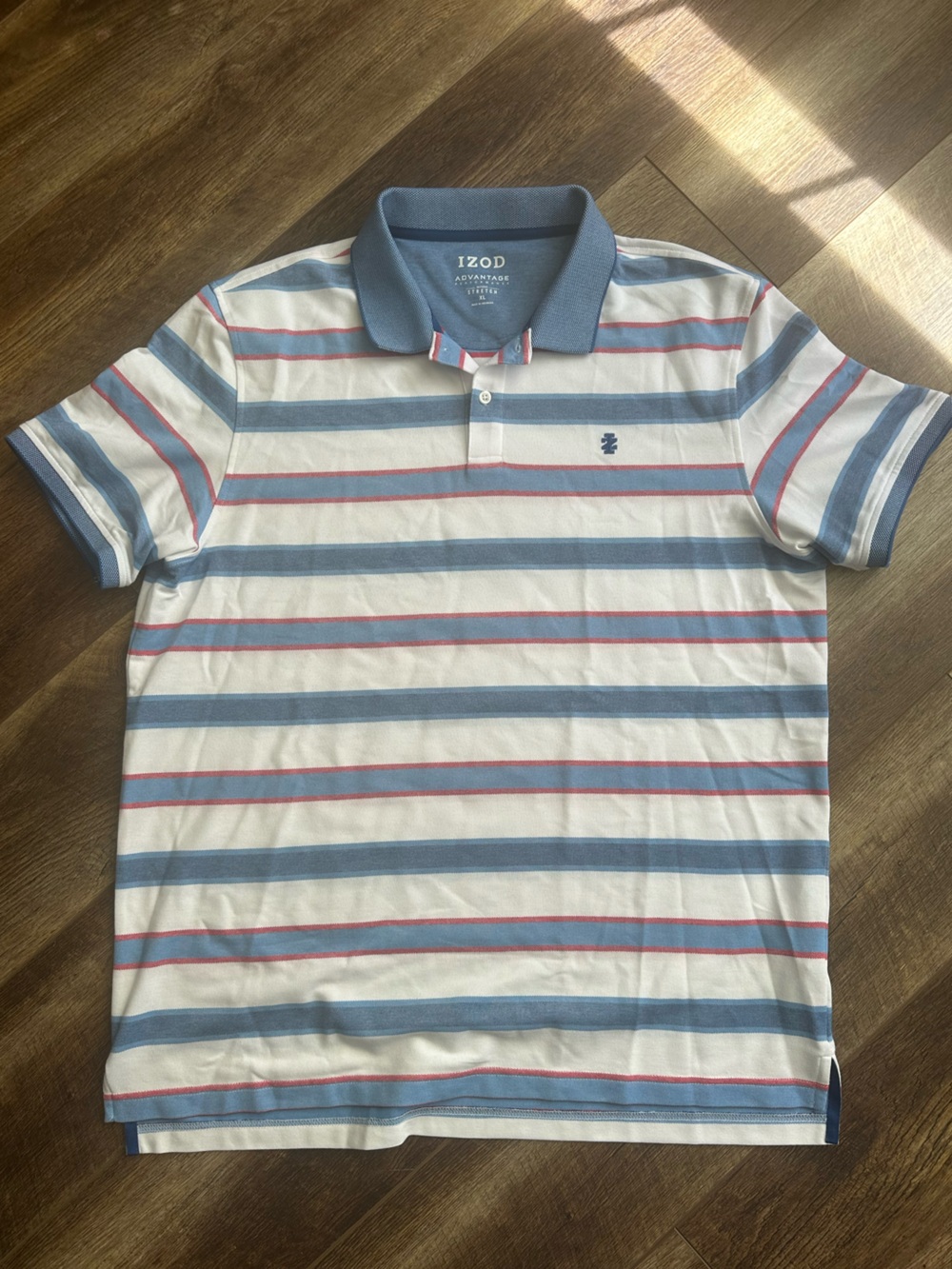 IZOD Advantage Performance Striped Polo Men's Striped Polo White & Blue XL #golf